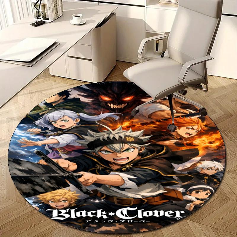 Personalized Black Clover Round Chair Office Rug - Perfect for Mat, Office Chair & More - Ideal Gift for Birthdays and Holidays