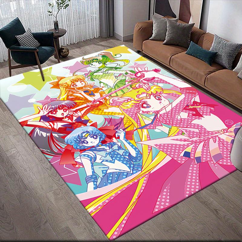 Sailor Moon Healing Illustration Area Rug, Sailor Moon Fan Cozy Carpet, Great Gift.chl