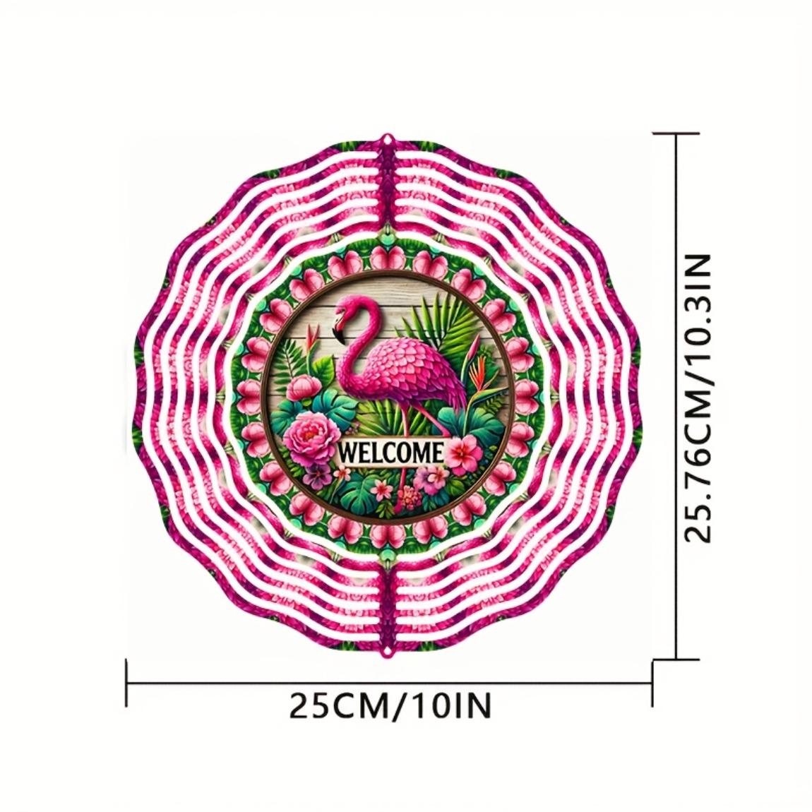 

Яркий Фламинго Ветряк 10 дюймов 3D Кинетический Металлический Подвесной Орнамент с Дизайном Цветных Перьев Текст «Добро пожаловать» для Декора Сада и Двора 01A