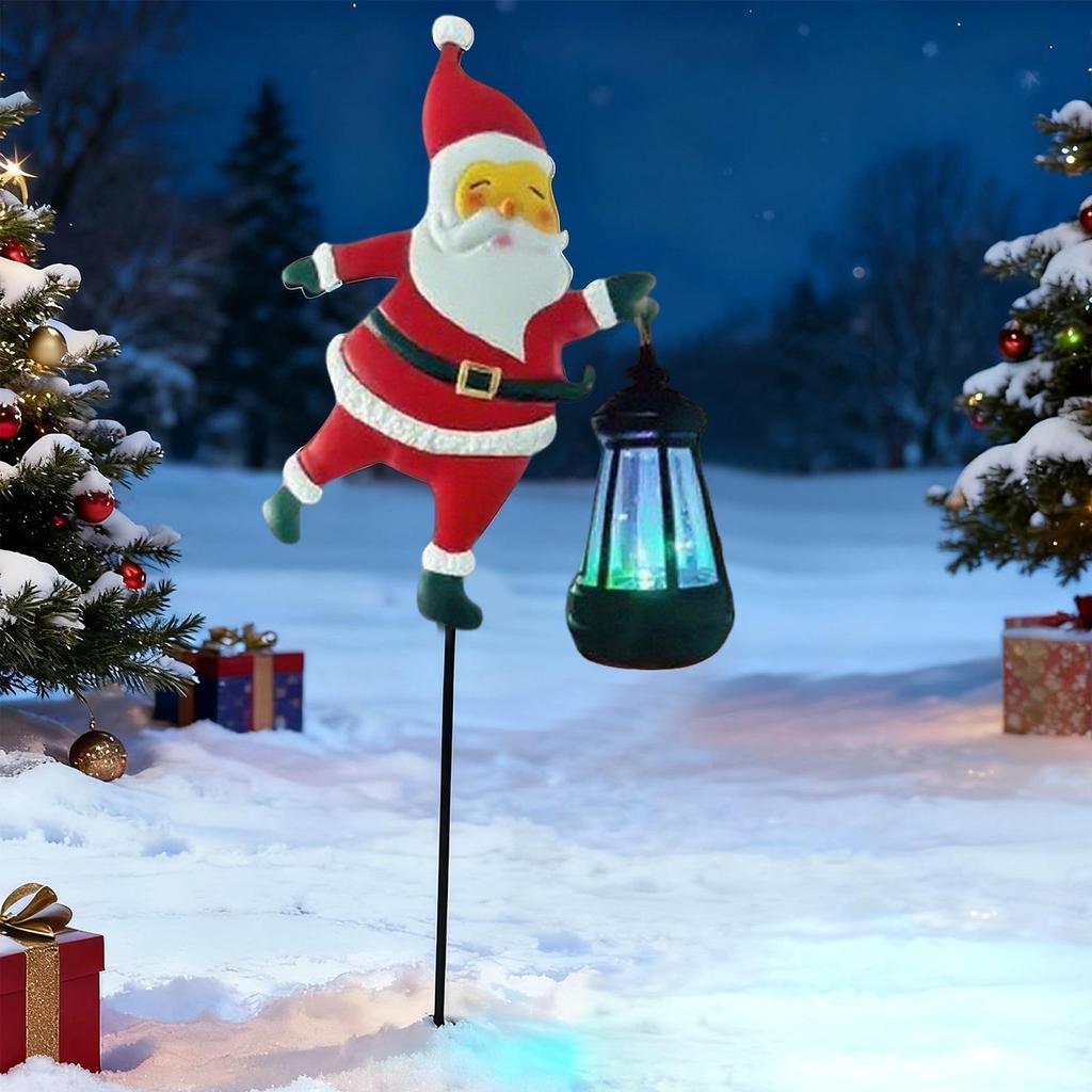 Christmas Solar Lights Outdoor Santa Claus Ground Lamp Yard Decoration Outdoor Garden Lawn Decorative Lights For Lawn Pathway