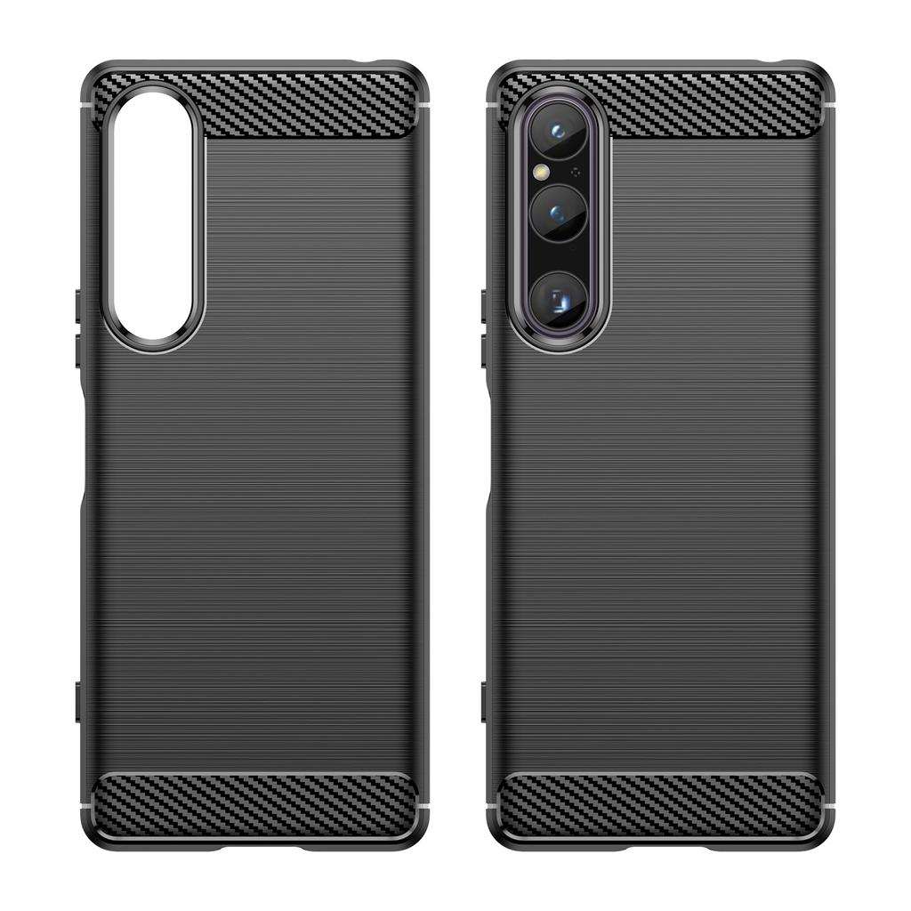 For Sony Xperia 1 V Brushed Phone Case Carbon Fiber Texture Phone Shell Mobile Phone Cover