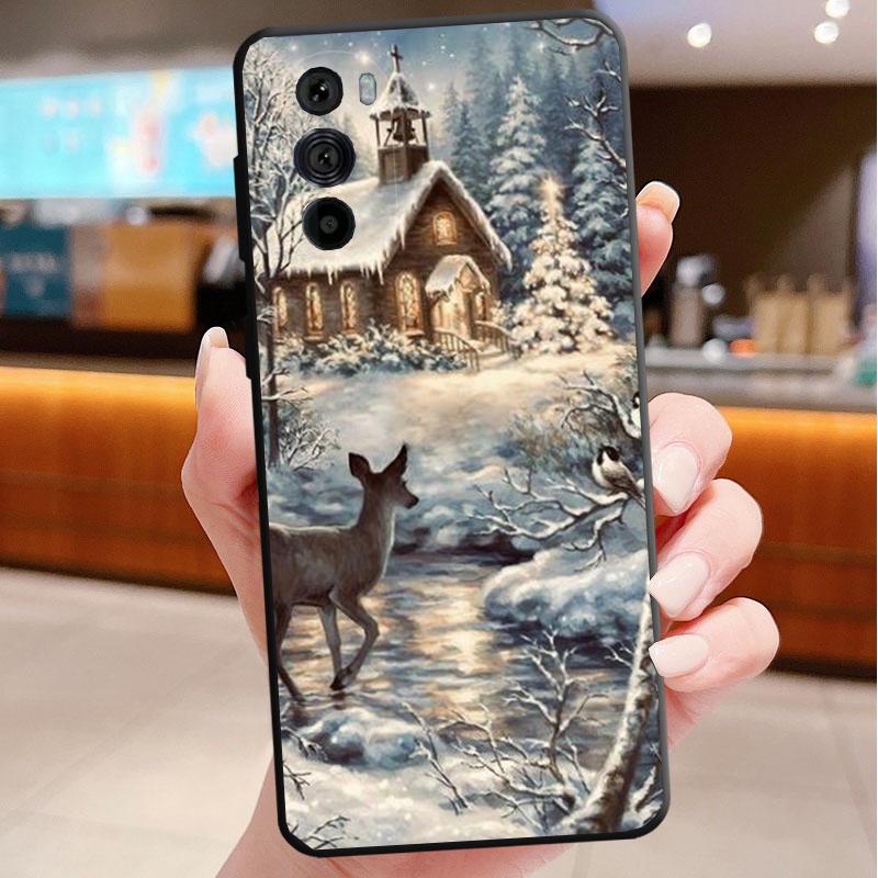 Phone Case For Motorola Edge 50 40 Pro 60 50 40 30 Ultra Neo Fusion Moto G85 G72 G53 G54 G84 G13 G32 Christmas Deer Snowman