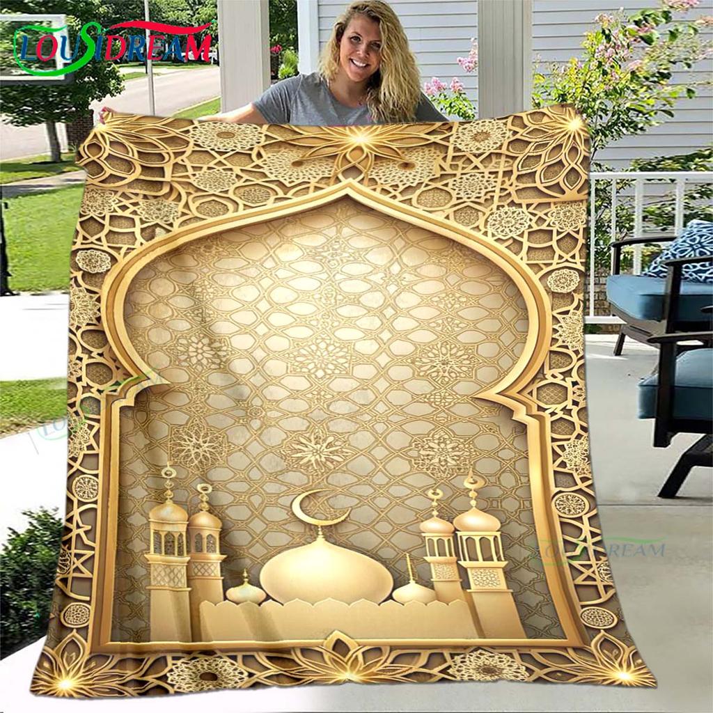Muslim Prayer Print Soft Blanket  Living Room Bedroom Sofa Bed Blanket  Gift Travel Office Lunch Break Blanket