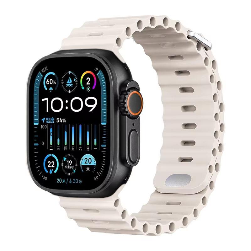Silicone Ocean Strap For Apple Watch Band Ultra 3/2 49mm 46mm 45mm 42mm 44mm 41mm Sports Bracelet iWatch 11 10 9 8 7 6 5 SE band