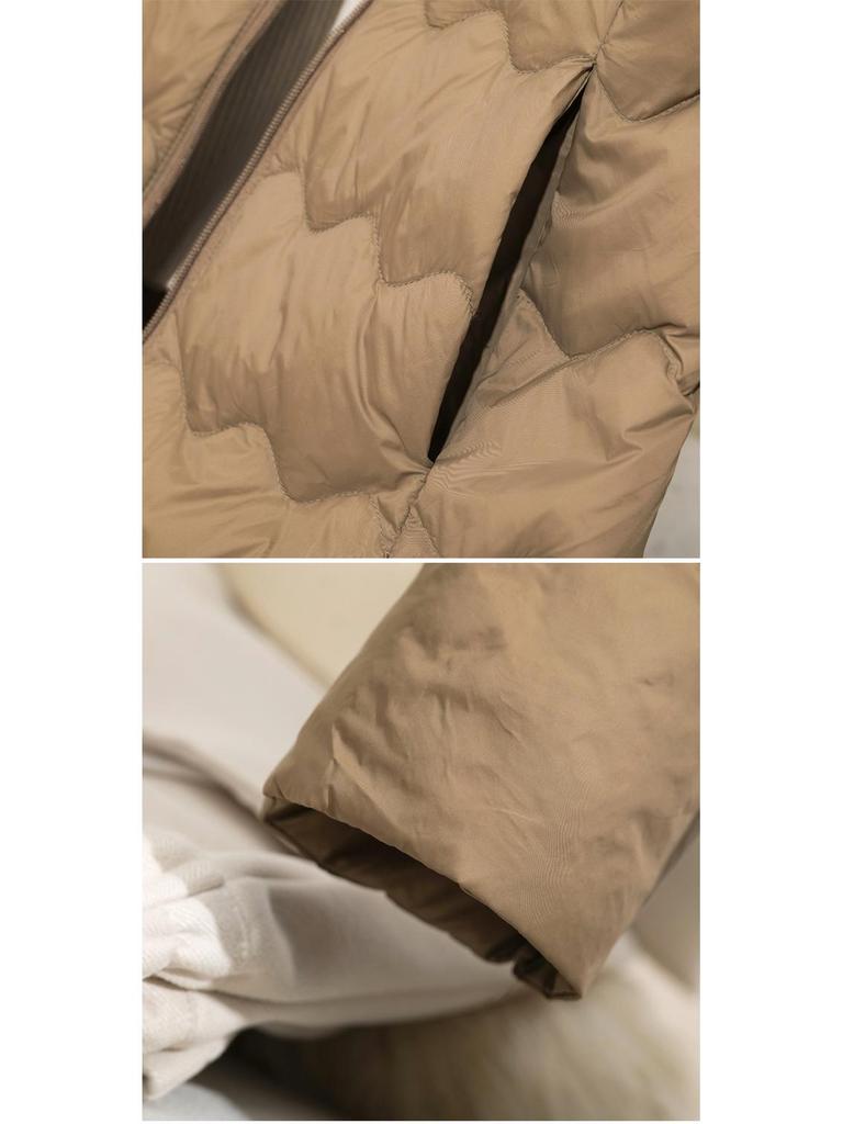 Women's Long Over-the-Knee Lightweight Duck Down Hooded Winter Jacket - Korean Style, Slimming, and Warm.