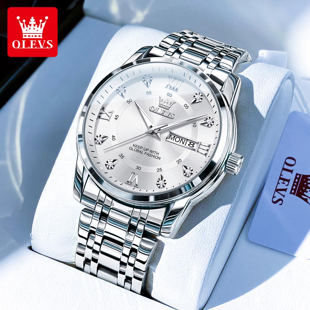 OLEVS Upgrade Perfume Quartz Men's Watches Fashion Waterproof Dual Calendar Luminous Luxury Brand Original Man Wristwatch 5513X