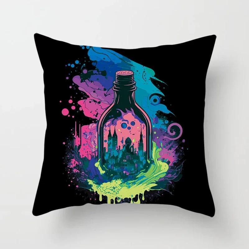 Fashion  Bottle Pillowcase Decoration Printing Square  Car Sofa Fashion Cushion Cover  Home Improvement