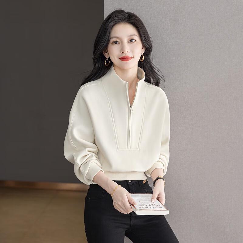 Women's American Style Half-Zip Stand Collar Sweatshirt