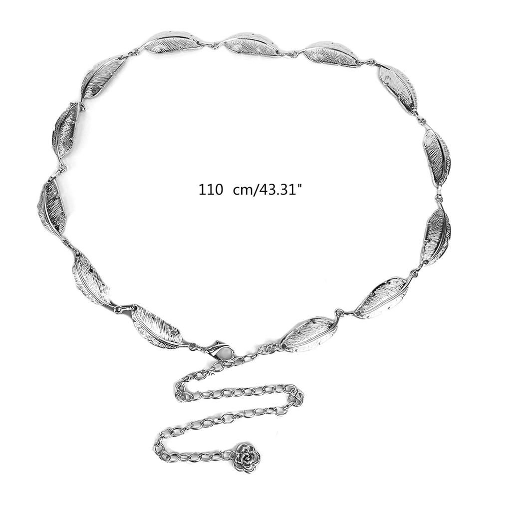 Women Chain Belt Waist Chain Belts for Dress Jeans Adjustable Leaf Chain Belt Waist Belt Ladies Body Costume Jewelry