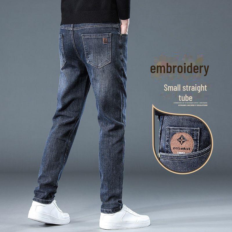 

2023 Мужские узкие эластичные повседневные джинсы прямого свободного кроя для осени и зимы 29