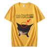 No Brain Funny Cat Graphic T Shirts Men's Women Fashion Oversized O-Neck T-shirts Casual Lightweight Breathable and Comfortable Clothes