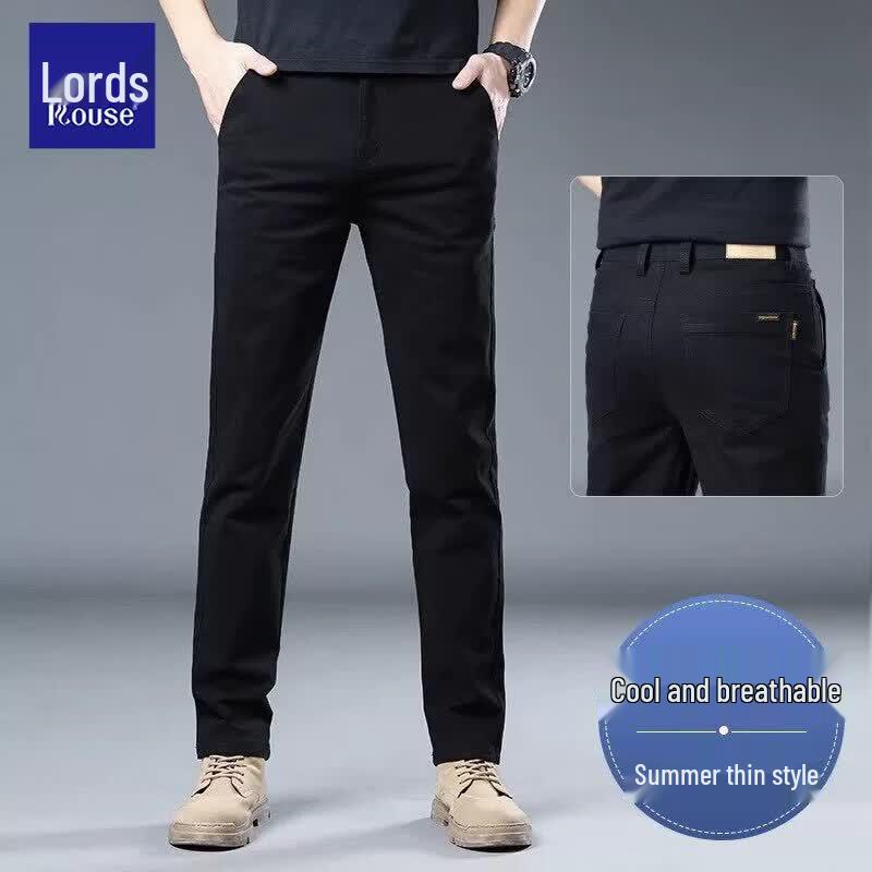 LUOZI Men s Summer Thin Stretch Straight Casual Pants 34