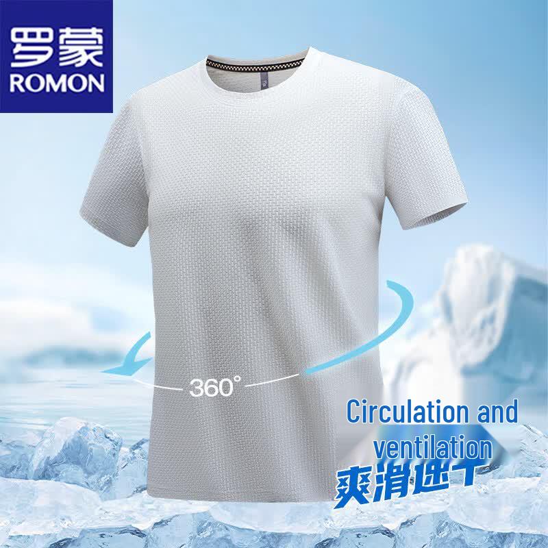 ROMON Men's Ice Silk Quick-Dry Short Sleeve T-Shirt