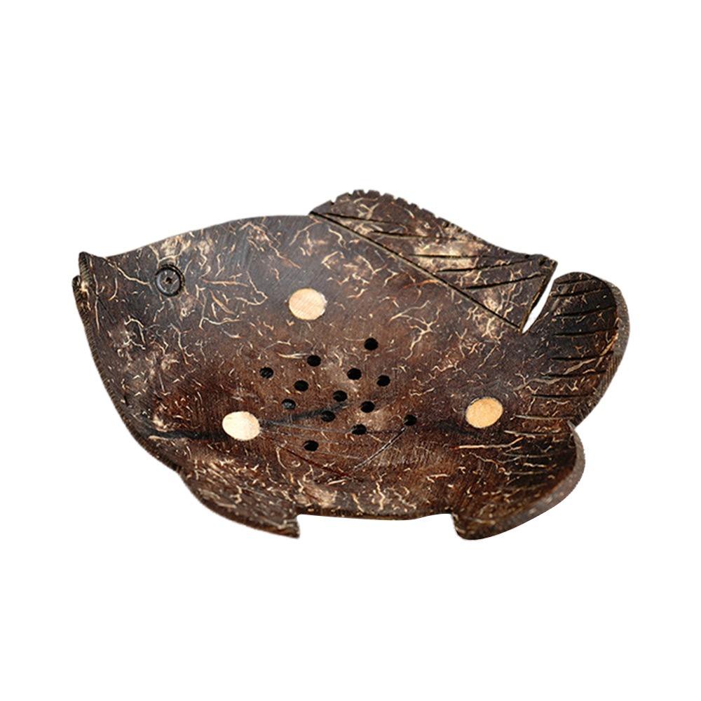 

Кокосовая скорлупа Кокосовая скорлупа Мыльница для мыла Кофе Дренаж Мыльница Мыльница Домашнее украшение fish