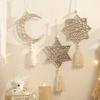Handmade Moon Star Hollow Mesh Wall Decor Wooden Handicraft Pendant  Ramadan Celebration