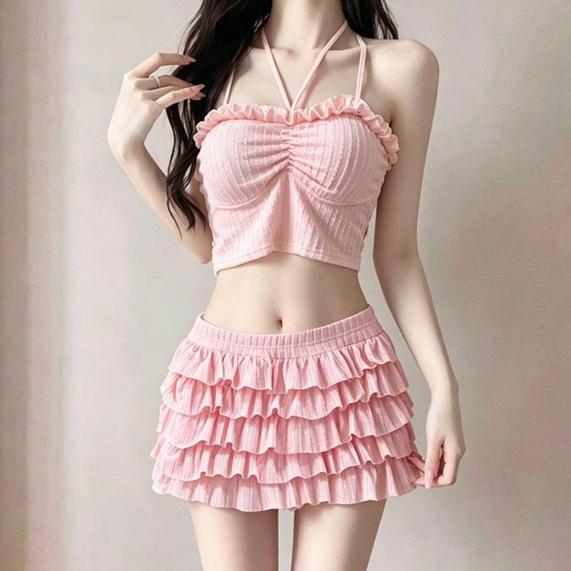 [Glutinous Rice Sweetheart] Split Swimsuit Women's Cake Skirt Split Two-piece Skinny Girl Sweet Girl Swimsuit Women