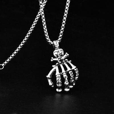 Cadılar Bayramı İskelet Hayalet El Popüler Abartılı Punk Tarzı Kolye Erkek Kişilik Çok Yönlü Kolye