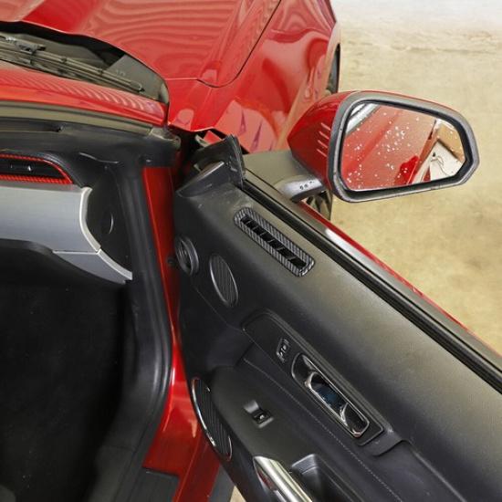 2pcs Interior Door Air Vent Frame Trim Cover For Ford Mustang 2015+ Carbon Fiber