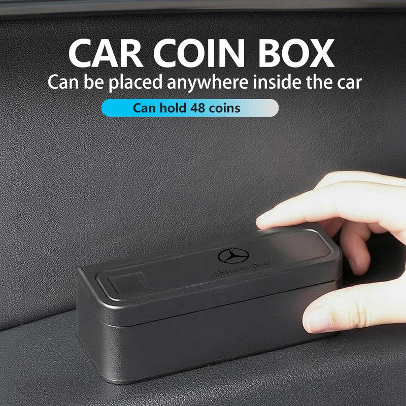 AABII1 For Benz Car Styling Coin Storage Box Plastic Coin Savings Box Organizer Accessories AMG Exclusive A C E R V Class CLA CLS C180