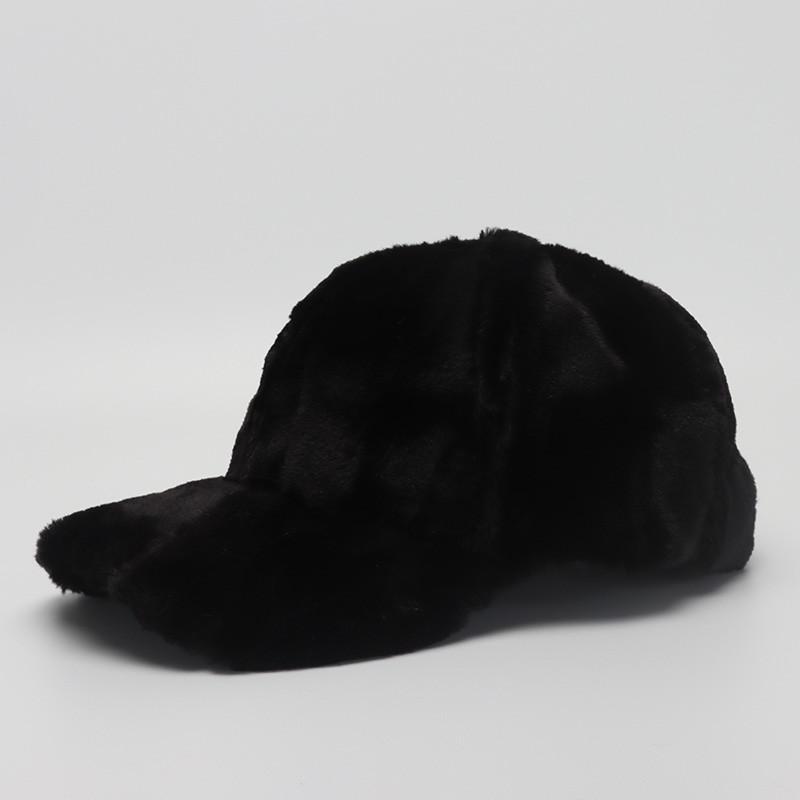 

Winter Hats For Women Baseball Cap Thickened Faux Fur Hat Female Outdoor Sunshade Keep Warm Solid Adjustable Gorras Casquette чёрный