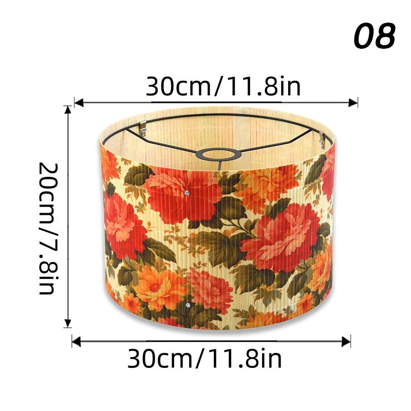 Retro Style Flower Printing Lampshade Hotel Homestay Decor Bamboo Art Floor Lamp Cover Light Cover Living Room Wall Lamp Shade