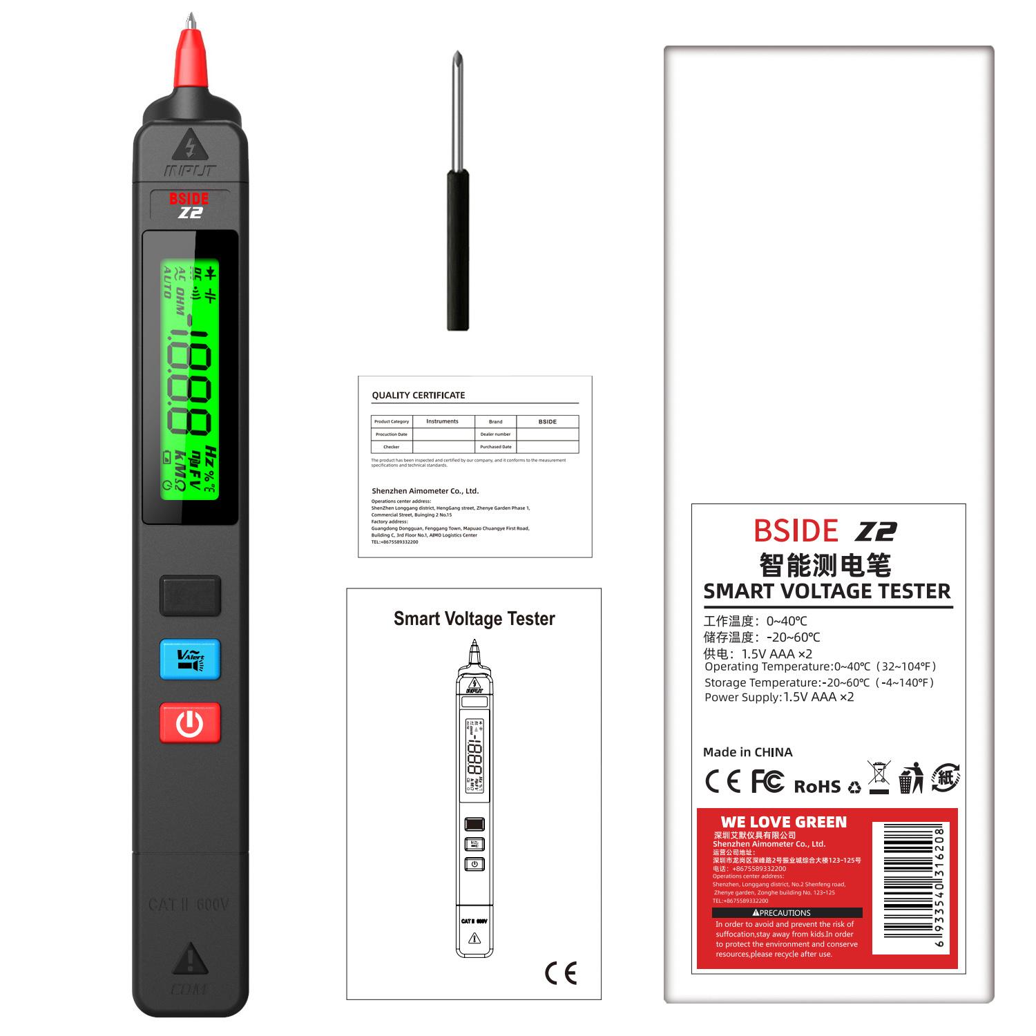 

BSIDE Voltage Tester Pen 12V-300V Non-Contact Detection Leakage Live Wire Breakpoint Finder Portable Household Voltage Meter USB