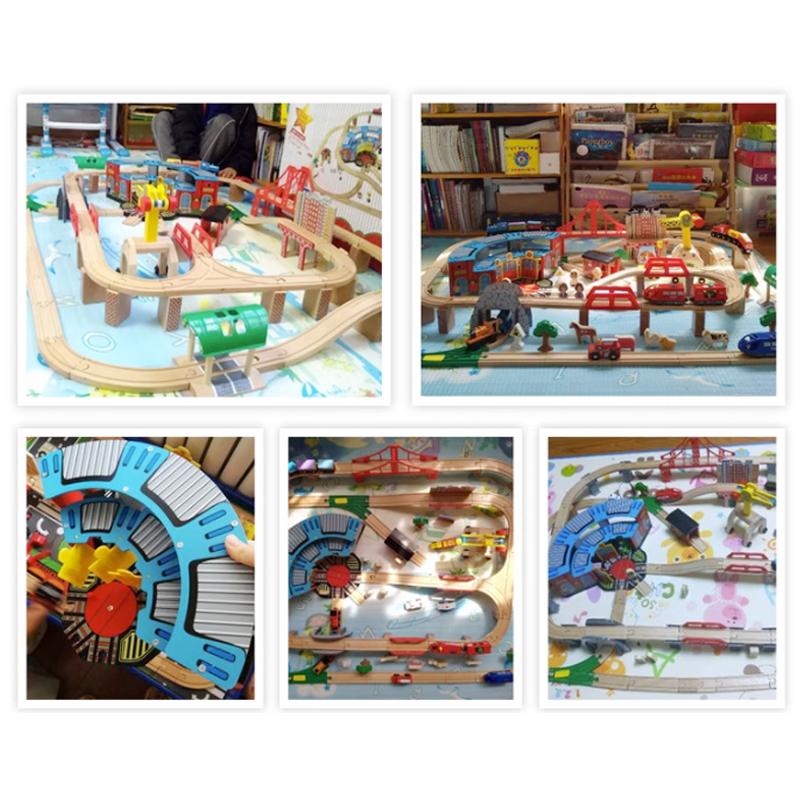 Wooden Track Magnetic Train Toy Wooden Track Scene Accessories Garage Parking Combination Assembled Children's Toys PD53