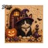 DIY Cat Craft for Adults Halloween Faux Pearl Painting Art Kit Spooky 3D Beads Moonlight Theme Crafts Cute Witch Gem Wall Adults Lovers Beginner