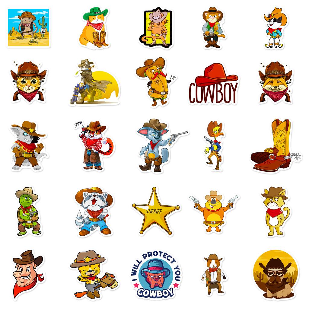 50 Cartoon Western Series Stickers New Car Mobile School Bag