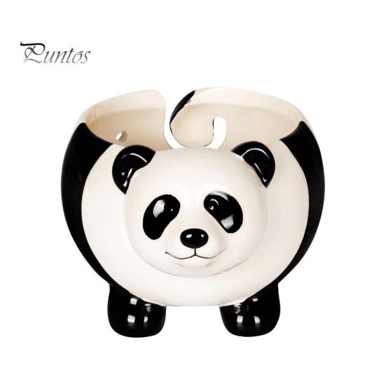 

Симпатичная миска для пряжи панды с отверстием, вязаная крючком пряжа ручной работы, держатель для хранения шаров, органайзер, настольное керамическое украшение, аксессуары для вязания крючком A