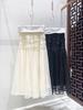 Zhi Hetang - Women's Elegant High-Waisted A-Line Floral Lace Mesh Skirt