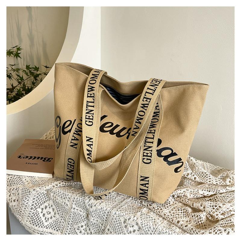 Large-capacity commuter tote bag, new letter shoulder strap, portable shoulder bag.
