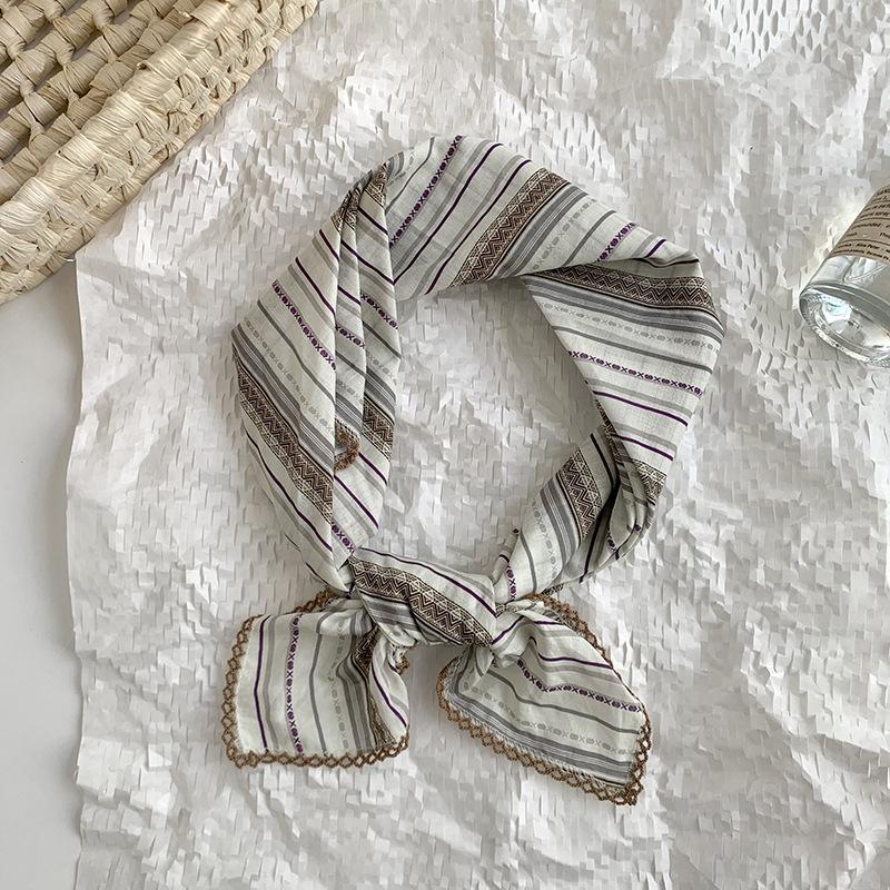 Headscarf summer women's pastoral art small floral versatile decorative small scarf silk scarf square scarf high-end hair accessories headgear