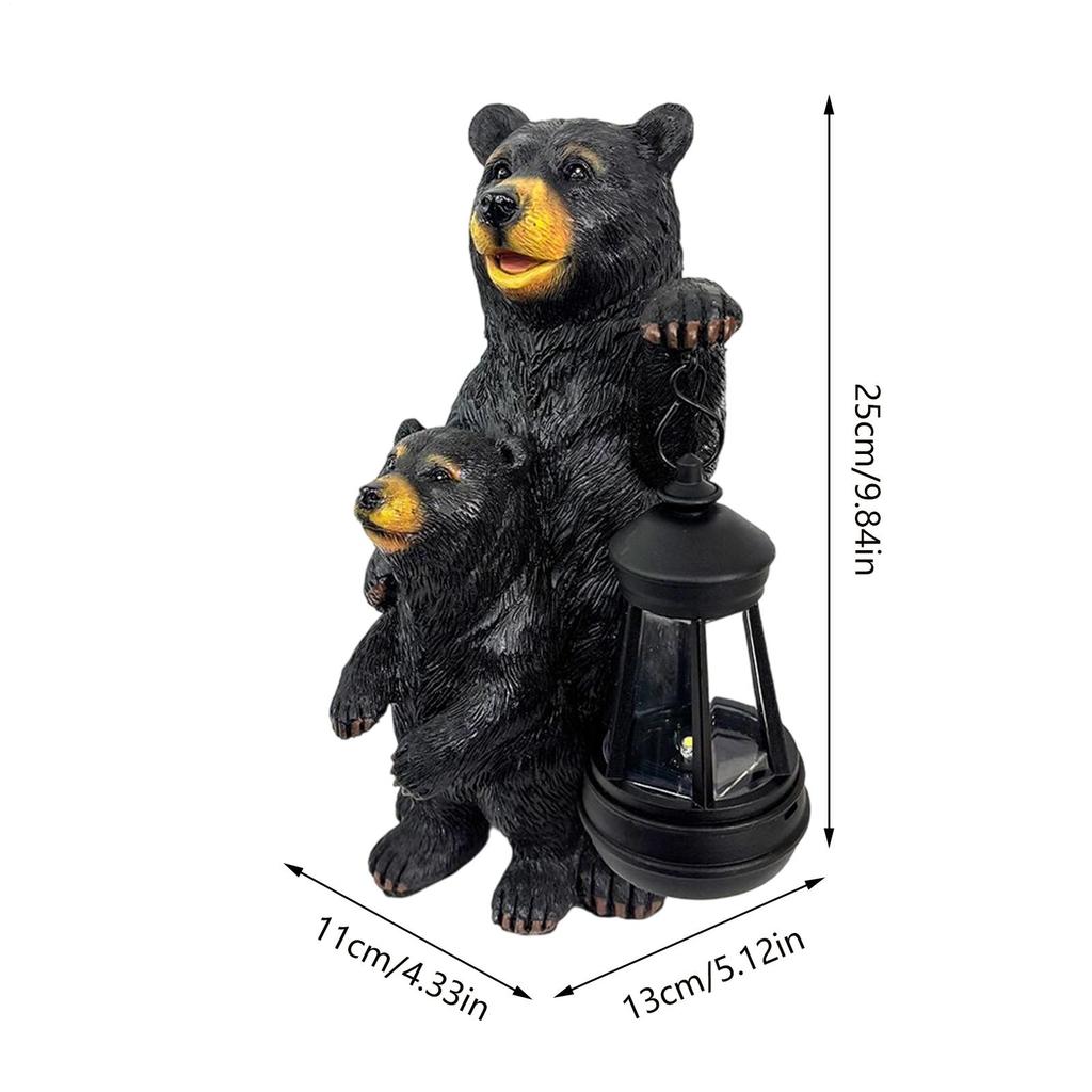 Solar Lights Solar Powered Bear Statue Decorative Lights Resin Figurine Statues Lamps for Garden Decor Lawn Yard Outside Home