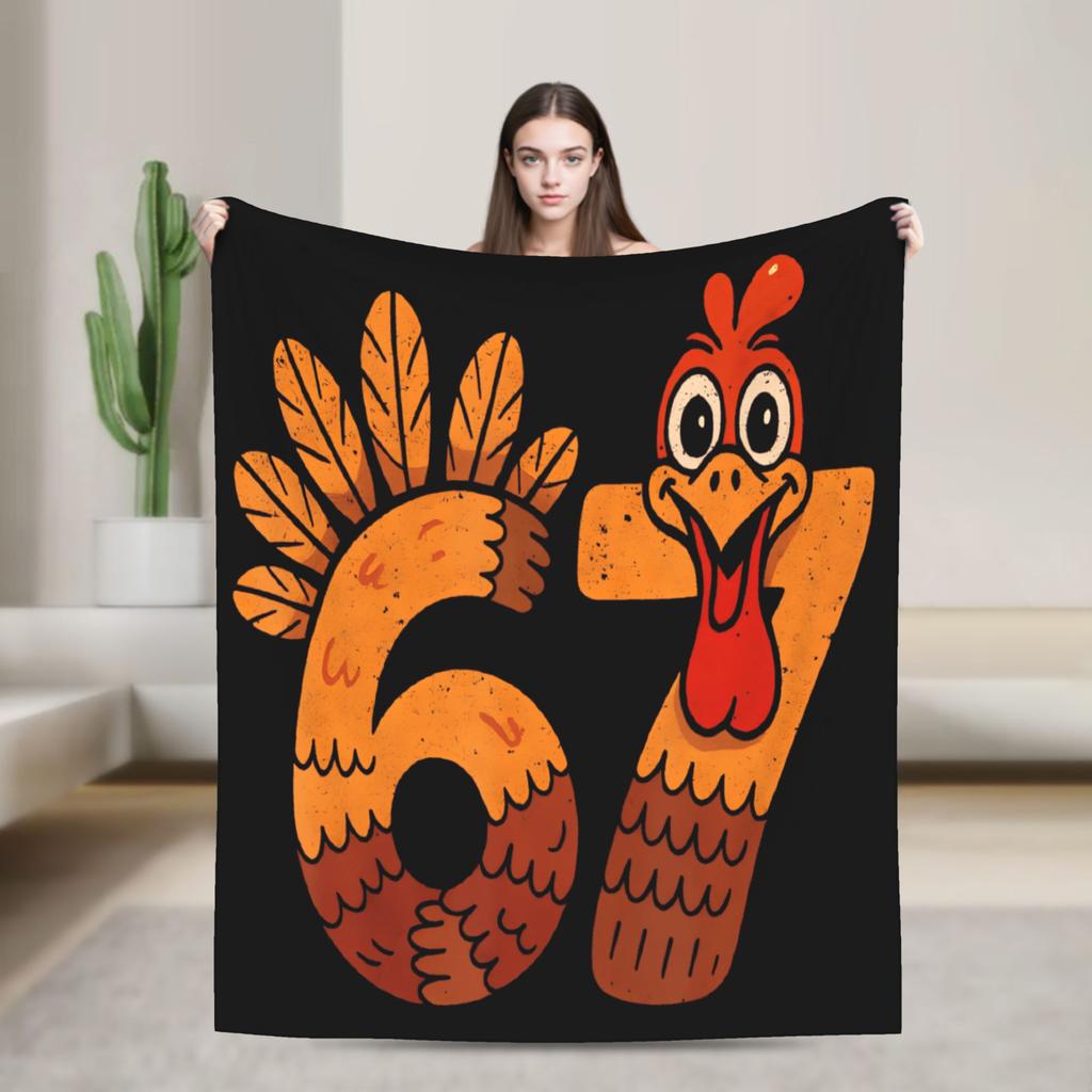 Warm Blanket Travel 67 Six Seven 6 7 Funny Italian Brainrot Gaming Meme Throw Blanket  Flannel Bedspread For Bedroom Bed Cover
