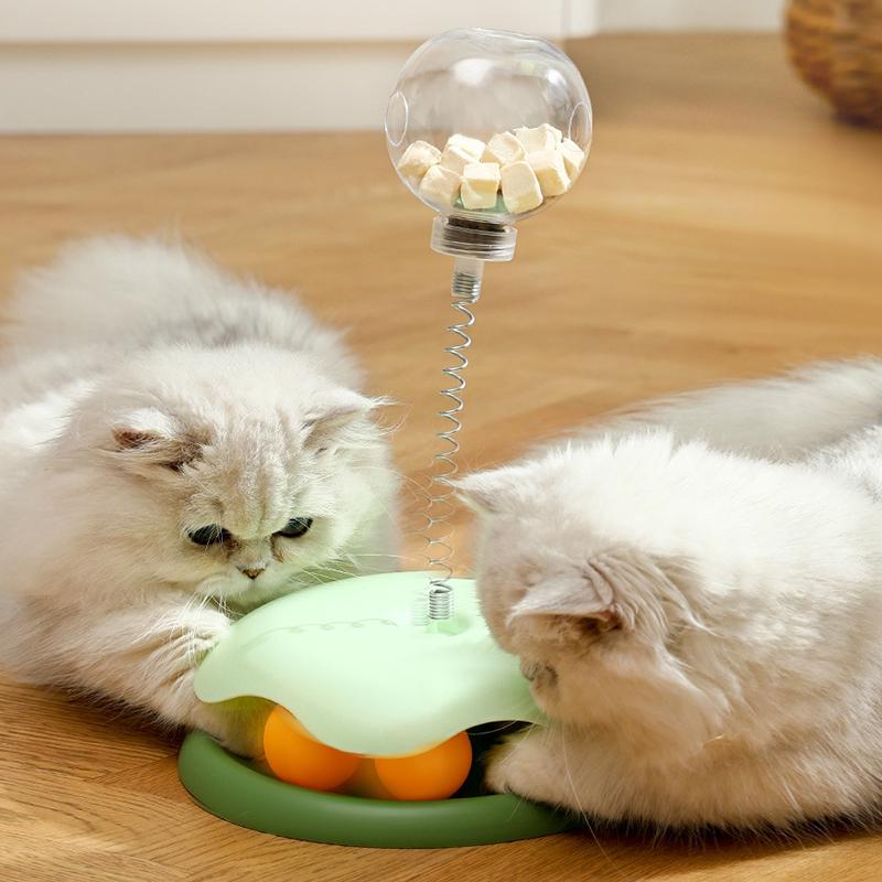 Cat Puzzle Food Leaking Ball Toy Cat Dog Interactive Treat Leaking Toy Slow Cat Dog Feeder Cat Turntable Toys Pet Supplies