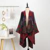 Ethnic Style Printed Shawl Imitation Cashmere Split Cape Warm Scarf Jacket Retro Literary Big Shawl Women