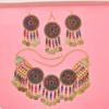 3pcs Indian Afghan Zircon Sets Necklace Earrings Hairbands for Women Boho Ethnic Coins Tassels Colorful Crystal Drop Accessory