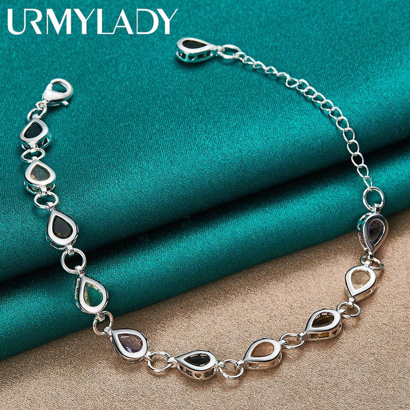 925 srebro bransoletka z cyrkonią w kształcie kropli wody dla kobiet biżuteria