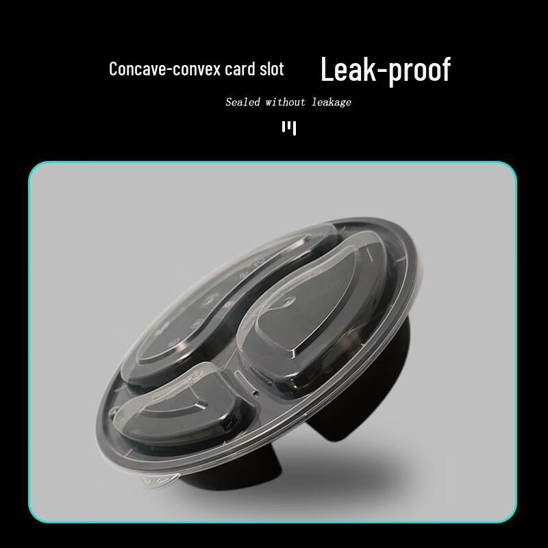 Thickened Disposable Round 3-Compartment Meal Box