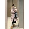 Women Over Knee Thick Warm Padded Cotton Winter Coat With Big Fur Collar