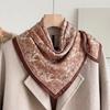 71 Cotton and Linen Retro Wind Green Geometric Small Square Scarf Silk Scarf Women's New Neck Protection Small Scarf Silk Scarf Neck High Sense