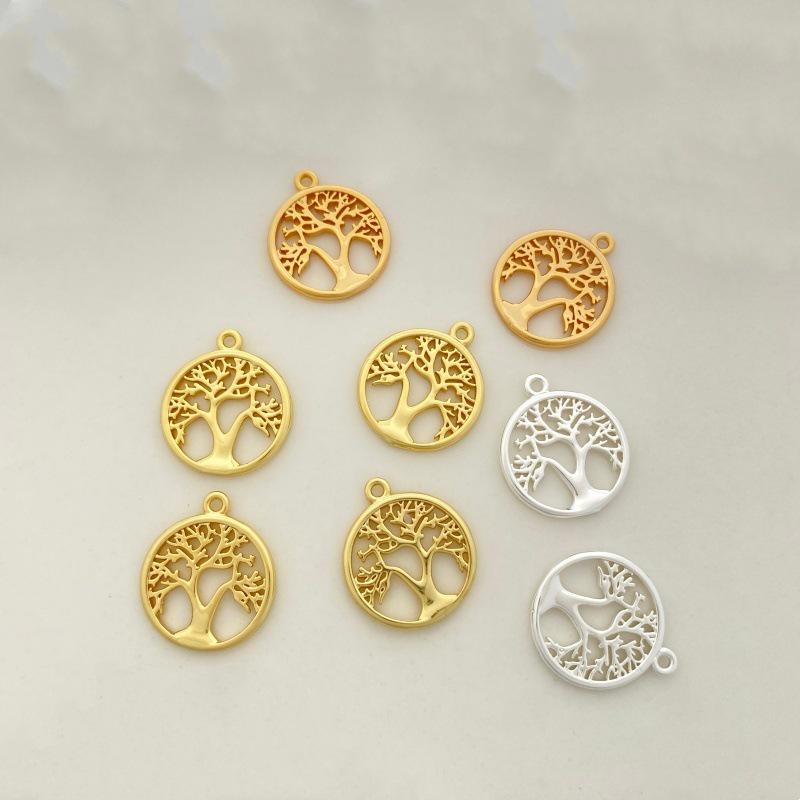 Tree of Life Pendant: 14K Gold-Plated Copper, High Color Retention, Hollow Tree Necklace & Bracelet Charm.