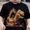 Summer Boys' Fashion Short Sleeve Dinosaur Excavator Element Print Outdoor Casual Top