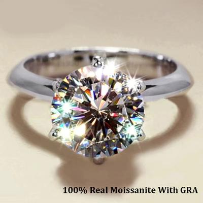 Certified 1-5ct Moissanite Ring D Color Lab Diamond Real S925 Sterling Silver Six Prong Wedding Ring Fine Jewelry for Women