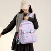 Kawaii Farbverlauf Sternenmuster Rucksack für Mädchen Schultasche mit Plüsch-Bommel Teenager Schüler Lässiger Tagesrucksack Reise Rucksack