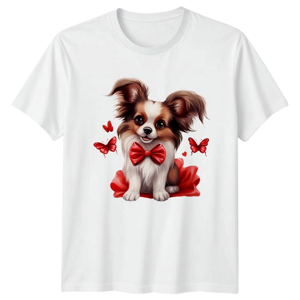 Papillon Dog Bow Butterflies Animals Unisexs TShirt Unisexs Tee Graphic Unisex Top S