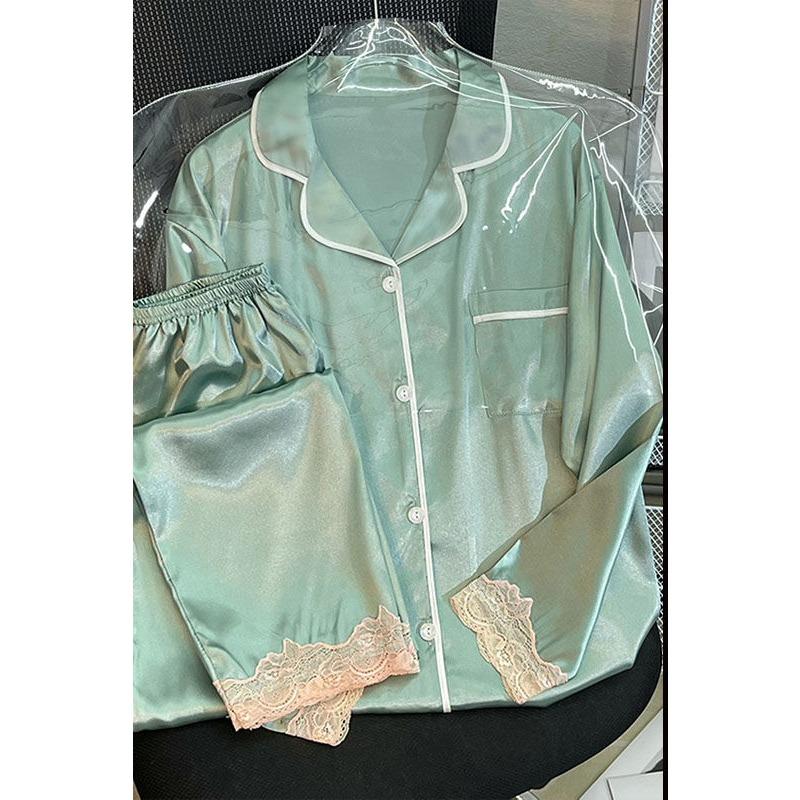 

Нові піжами з тигровим візерунком, високоякісні піжами з крижаного шовку, жіночі весняно-осінні штани з довгими рукавами, комплект домашнього одягу M