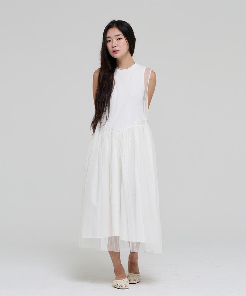 LEVHEARTED Layered See-Through Dress - White