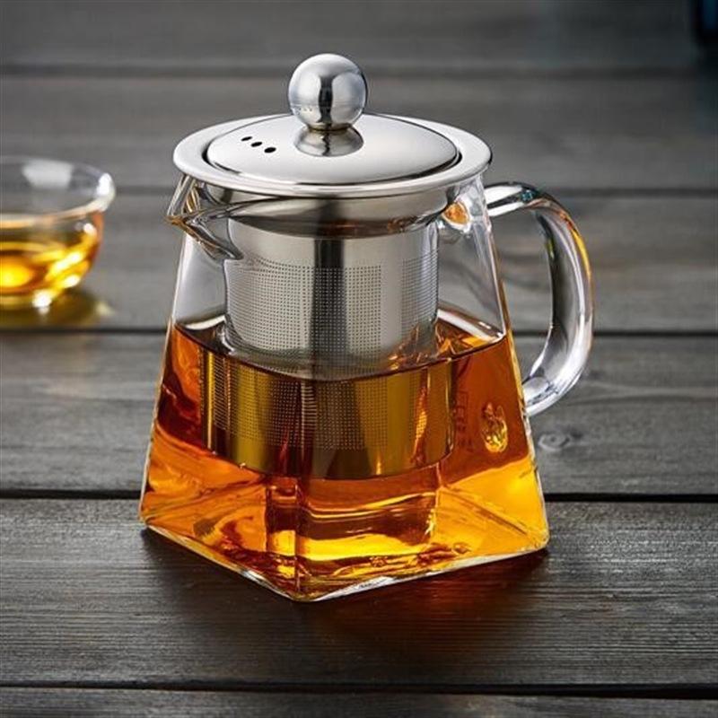 Vanshi High-Temp Glass Teapot with Stainless Steel Filter and Anti-Scald Design - Ideal for Kung Fu Tea